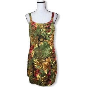 John Roberts Sleeveless Scoop Neck Tropical Floral Dress